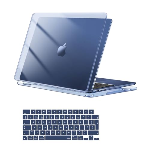 MOSISO Custodia Compatibile con MacBook Air 13 Cover M5 M4 M3 M2 2026 2025 2024 2023 2022 A3449 A3240 A3113 A2681, Case per MacBook Air 13,6'' display Liquid Retina&Copritastiera, Cristallo Mezzanotte