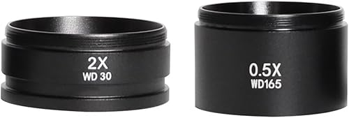 Kit de accesorios para microscopio WD165 0.5X 0.7X 2.0X Objetivos auxiliares Lente de vidrio Barlow para Zoom Estéreo Microscopio Cámara Microscopio
