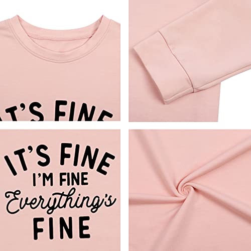 VILOVE Funny Sweatshirts for Women It‘s Fine I’m Fine Everything is Fine Shirts Inspirational T-Shirt Cute Sayings Tee Tops3