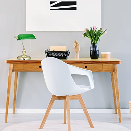 Relaxdays, Verde, Lampada da Scrivania con Interruttore a Catena, Base Rotonda, Vintage, Vetro Hlp 31 x 22.5 x 18.5 cm, Ottone - Image 6