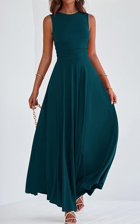 Image of PRETTYGARDEN Womens Summer Dresses 2026 Casual Sleeveless Crewneck Aline Maxi Dress Stretch Tank Flowy Long Dresses