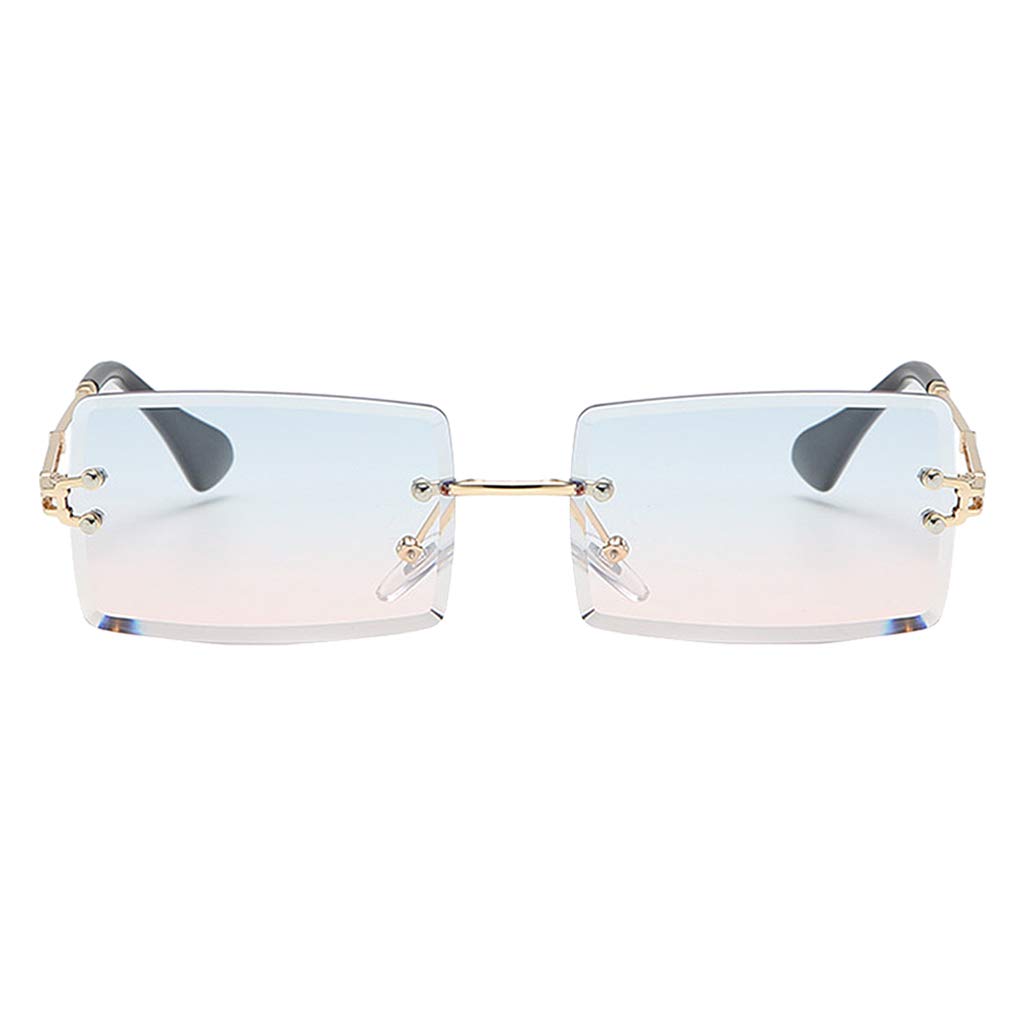 ZOOMELLA Chic Rectangle Cut Rimless Sunglasses Tinted Lens Eyewear Shades Blue Pink|Clothing, Shoes & Accessories |Sunglasses-image-45