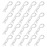 PATIKIL M2 x 40 mm Cotter Pin Assortment Kit, 20 Pcs Heavy Duty R Clips Hardware Pin Carbon Steel Spring Fasteners Hitch Pin for Trailer Locking Lawn Mowers Truck, Silver Tone