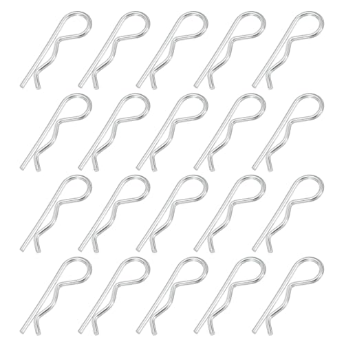 PATIKIL M2 x 40 mm Cotter Pin Assortment Kit, 20 Pcs Heavy Duty R Clips Hardware Pin Carbon Steel Spring Fasteners Hitch Pin for Trailer Locking Lawn Mowers Truck, Silver Tone