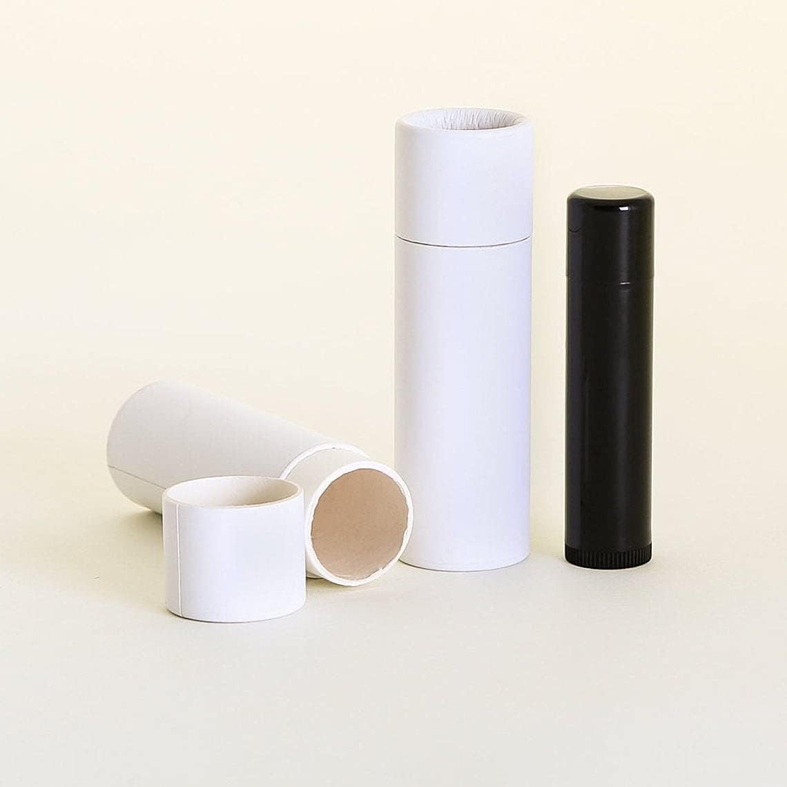1/2 OZ (Tall) White Paperboard Lip Balm/Cosmetic/Lotion Tubes (100)