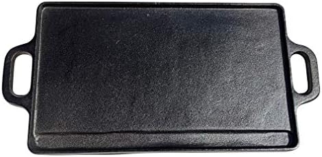 Black Rock Grill Cast Iron Griddle Reversible Pan - BBQ Griddle Plate for Gas BBQ, hob, Oven and Induction. 46cm x 23cm (18 inch x 9 inch)