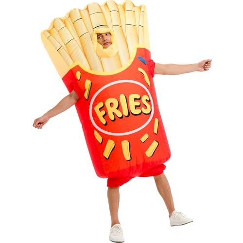 One Casa Inflatable Costume Adult,Blow Up French Fries Suit,Full Body Chips Halloween Costumes for Men Women