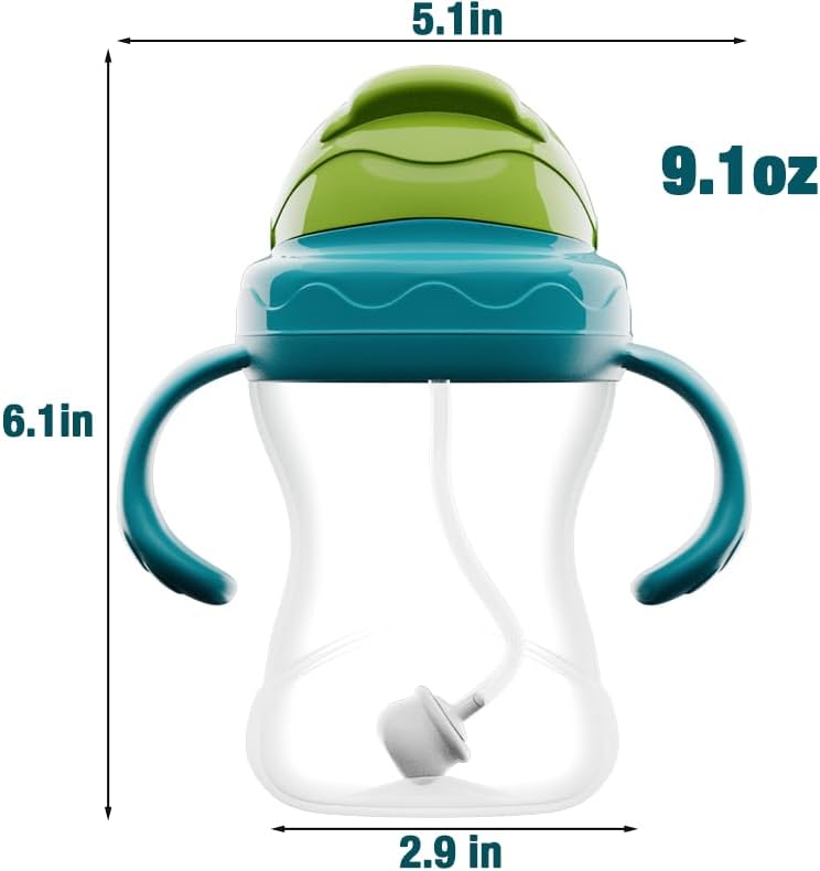 Miniatura 7 de PandaEar Vaso para beber para bebé, 9 onzas, con asas, para bebés y niños pequeños a partir de 6 meses, sin BPA, diseño antiderrames