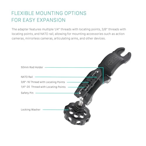 Image of Tilta 50mm Speed Rail Clamp to NATO Adapter | Locking Washer | NATO Rail Mount w /Two Safety Pins | Supports up to 17lbs | Black