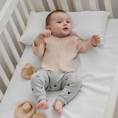 Beauace Baby Mädchen Jungen Strickjacke Langarm Rundhalsausschnitt Kleinkind Pullover mit Knöpfen Herbst Strickpullover (Rosa, 0-6 Months)