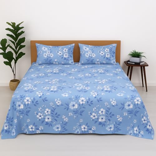 Image of Cottington Lane Microfiber 144 TC Printed Bedsheet for Single Bed with 2 Pillow Covers for Summer Breathable Soft Wrinklefree Soft Touch & Skin Friendly, 60x90 Inches, Mini-Tiny Floral