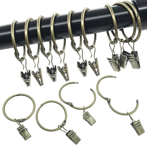Openable Curtain Rings with Clips 1 inch Interior Diameter 24 Pack Rustproof Metal Hangers Ring Decorative Drapery Vintage Bronze TXZWJZ by TXZWJZ - Used condition - Image 3