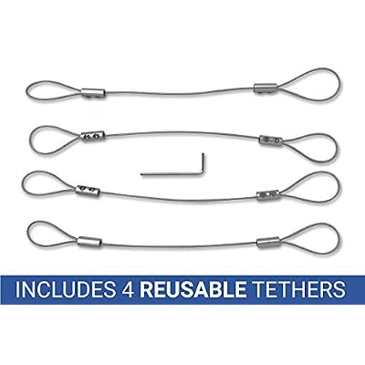 Universal CableTether - TetherClamp (4 Pack) - Heavy Duty, Reusable, Adjustable, Cable Tether - Secure Conference Room Computer Display Adapters and Mac Adapters