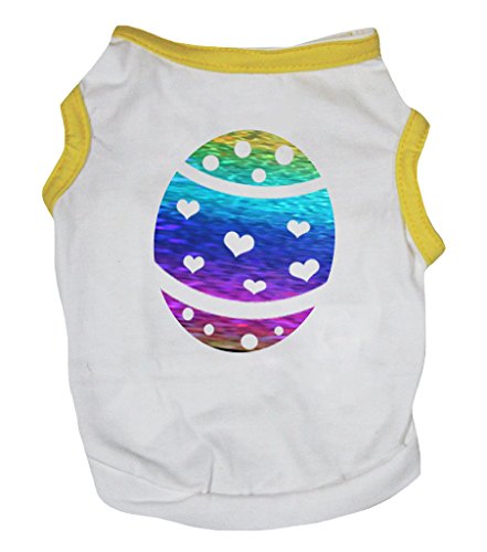 Petitebella Rainbow Easter Egg Puppy Dog Shirt (White, Medium)