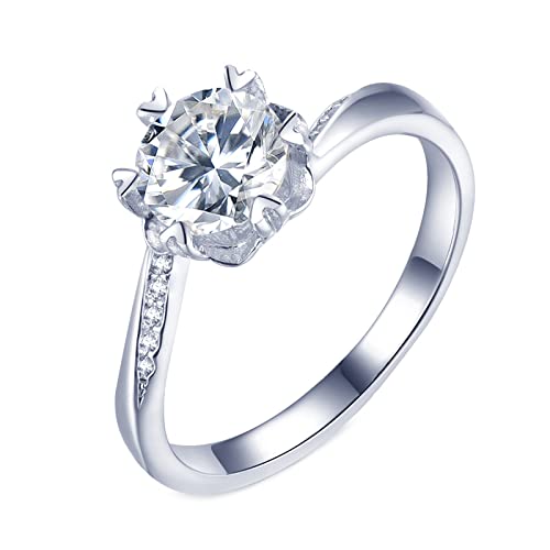 Bague Solitaire Mariage Femme KnSam Moissanite Cœur Argent 925 Fiançailles