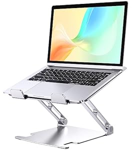 Glangeh Laptop Ständer Aluminium Robust, Belüfteter Ergonomisch Laptop Stand mit Höhenverstellbarer, Wärmeableitung Laptopständer Kompatibel mit MacBook Pro Air, Dell, HP, Alle 10-16" Laptops
