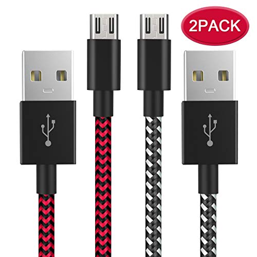 PS4 Controller Charger Charging Cable 10ft 2 Pack Nylon Braided Extra Long Micro