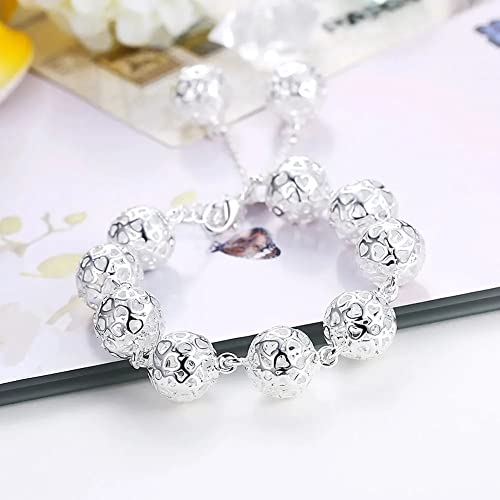 Bracelet à boule de cœur creux anti-ternissement femme