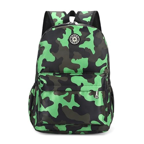 Aucuu Mochila Niño Niña, Mochila Infantil de 3-6 Años, Bolso Escolar Primaria, Patrón de Camuflaje con Bolsillo para Botella, para Jardín de Infantes Ideal para Exteriores, Escuela y Viajes -Verde