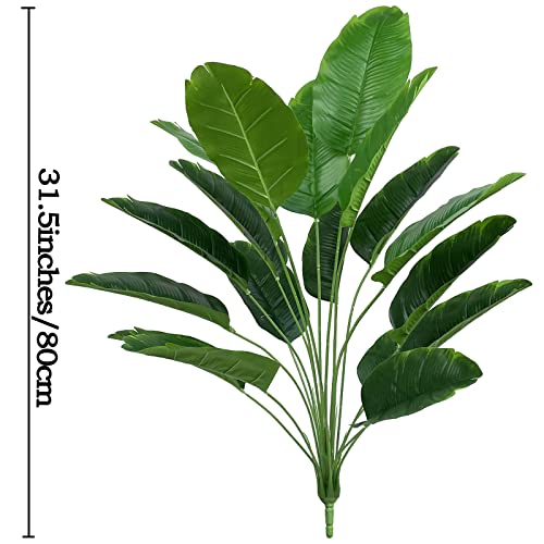 Beebel Artificial Plants Banana 18 Leaves Faux Large Bird Of Paradise Frond Tropical Palm Leaves Imitation Ferns Leaf For Home Party Flowers Arrangement Wedding Decorations (2) #TOP1