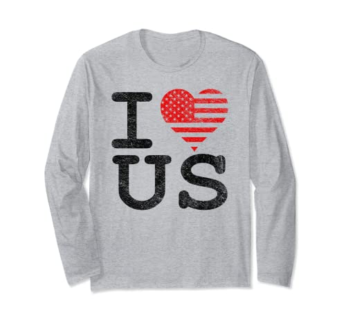 I LOVE THE UNITED STATES OF AMERICA I HEART US USA BANDERA Manga Larga