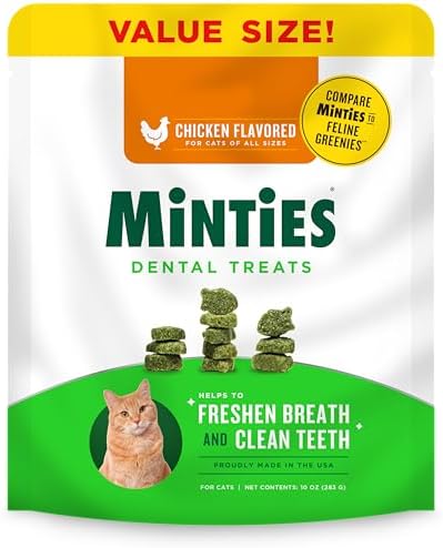 Minties Dental Treats for Cats, Chicken Flavored Cat Dental Treat...