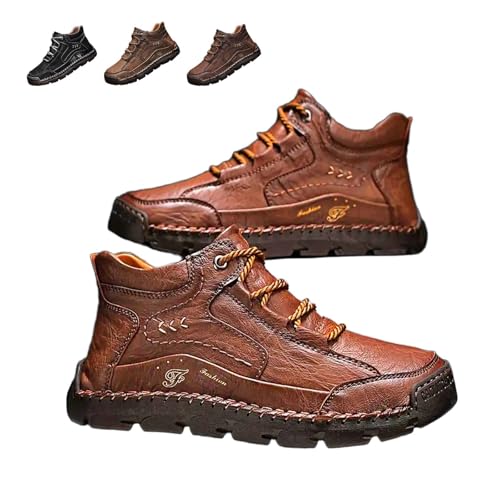 Sawbehind Mens Boots Men's Waterproof Ultra-Durable Cushioned Leather Boots Handmade Shoes for Outdoor