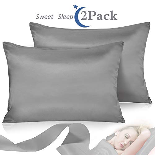 Leccod 2 Pack Silk Satin Pillowcase for Hair and Skin Cool Super Soft