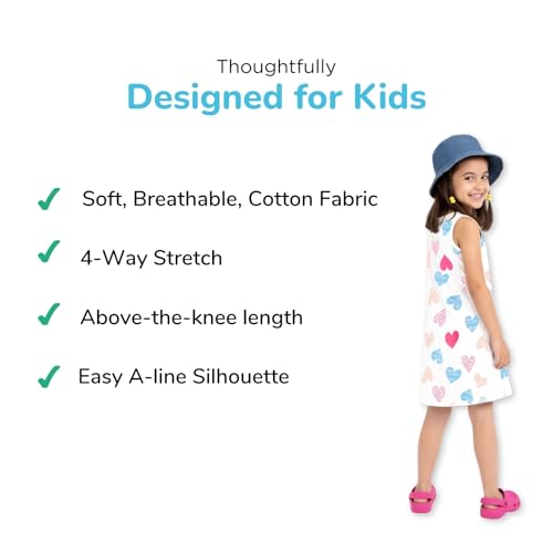 Image of YouGotPlanB Girls 100% Cotton A-Line Printed Dress | Above Knee Length Summer Frock | Soft & Breathable Casual Wear for Girls (Ages 3-14 Years)