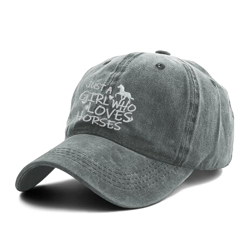Image of Just Girl Who Loves Horse Hat Baseball Cap for Women Adjustable Trendy Hats Cotton