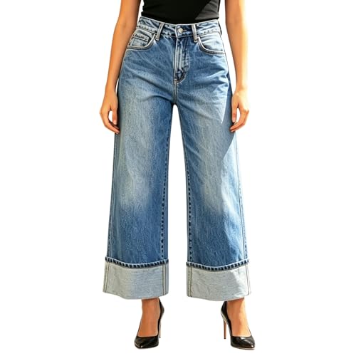Jeans high waist holgados tipo culotte para tus looks urbanos y cómodos de verano