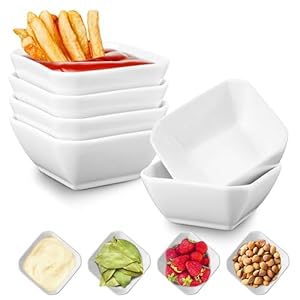 Mfacoy 6 Pack Soy Sauce Dishes, 3 oz Ceramic Dipping Bowls, Pinch Bowls, Small Dip Bowls Set, Sauce Dish Bowls, Mini Bowl for Side Dish, Ketchup, Soy, BBQ, Sushi, Party, Condiments Serving Bowl Set