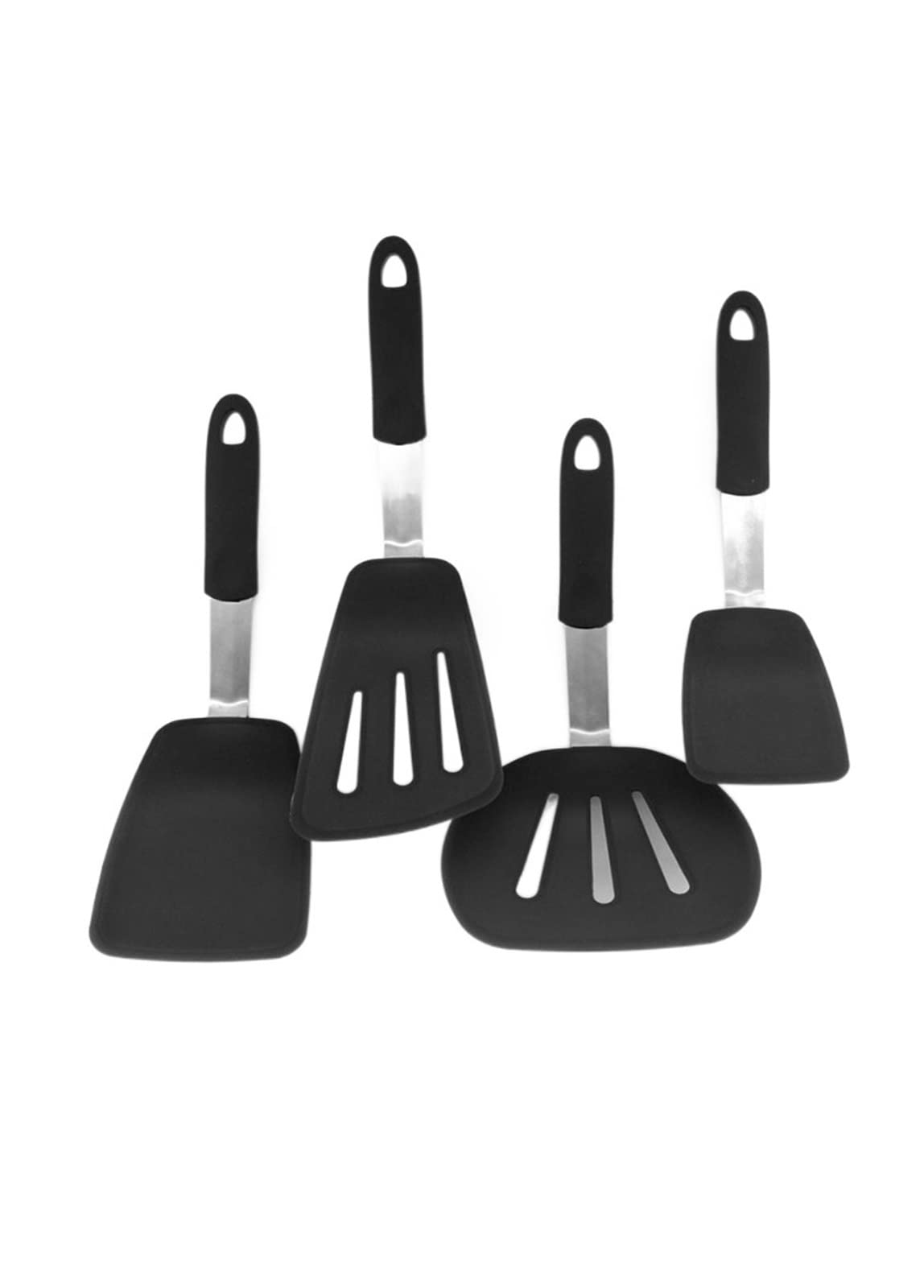 spatules Spatule de Cuisine en Silicone Noir Haute température Spatule(Long Shovel)