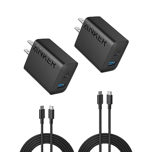 Anker iPhone 16 Charger, USB C Charger, 2-Pack 20W Dual Port USB C Charger Block for iPhone 16 / 15 / 14 and More (2-Pack 5 ft USB C Cable Included)