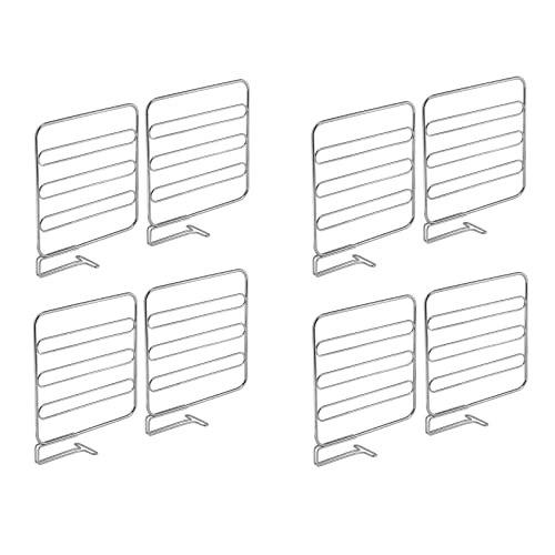 mDesign cloison de séparation pour armoire (lot de 8) – système de rangement pratique en métal – amenagement placard utile – montage sans perçage – argenté