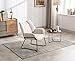Ya-Home Sessel Wohnzimmer Loungesessel modern Lesesessel gepolstert Ohrensessel mit Metallbeinen für Schlafzimmer/Wohnzimmer, Leinen, Beige