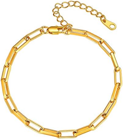 FOCALOOK Stainless Steel Anklet for Women Men Cuban/Figar/Wheat/Twist Rope/Mariner Chain Anklets Summer Beach Barefoot Jewellery(With Gift Box)