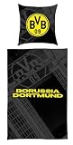 Dortmund Borussia Biber Bettwäsche - Stadion - Schwarzgrau | 2teilig Baumwolle | 135 x 200 cm | BVB 09