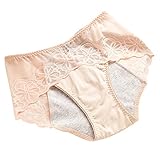 Generic Damen-Spitzenhöschen, auslaufsicher, mit mittlerer Taille, Baumwolle, Schritt, Hygienehose Dessous Damen Sexy Unterwäsche Lack