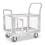 Platform Truck Cart with Cage 2-Door Design 7 in 1 Mutipurpose Handcart with 5