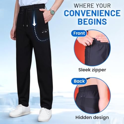 Meshirons - Ice Silk Mesh Panel Casual Pants, Linochic Mens Pants,2025 Ultra Stretch Breathable Quick Drying Pant for Over 554