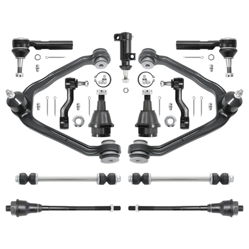 4WD Front Upper Control Arms w-Ball Joints Tie Rods Suspension Kit for 1999-2006 Chevy Avalanche Suburban Silverado 1500 Tahoe, GMC Sierra 1500 Yukon, 2000-2006 Cadillac Escalade (13pc Set)