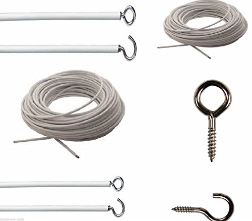 Net Curtain Wire-Ganci gratuiti & Eyes-2 metri per...