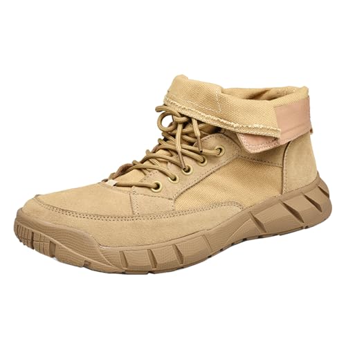 CHICMARK Mens Womens Heavy Duty Training Desert Boots - Hiking & Adventure Shoes, khaki, 8 UK