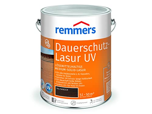 Remmers Dauerschutz-Lasur UV palisander, 5 Liter, Dekorative Medium-Solid-Lasur für Außen, auch für helle Farbtöne und farblos UV+, wetterbeständig