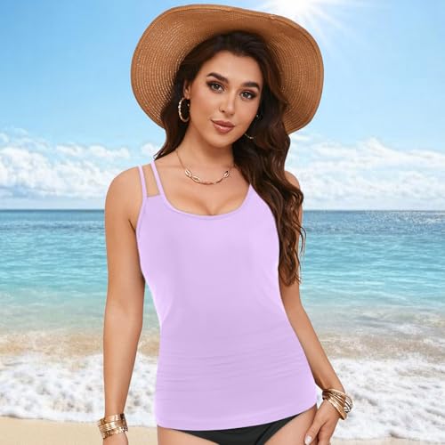 Tankini Tops for Women Flowy Modest Bathing Suit Loose Fit Plus Size Swimsuit Swim Tops for Women 2025 (No Bottom)4