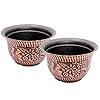 Set of 2 Planters Fancy Victorian Rustic Look 11X7 in Plastic Flowerpot for Indoor Outdoor Garden Patio Office and Home Decor Copper F