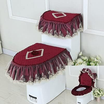 Luxury European-Style Three-Piece Toilet Set Fabric lace Toilet seat Thicken Universal seat Cushion Toilet Zipper Cover Sewing (20)
