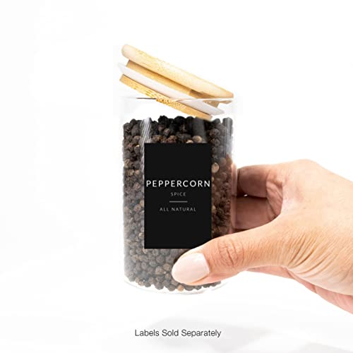12 Barattoli Per Spezie In Bambù Naturale, 241 G, Grandi Barattoli Per Spezie Con Coperchi In Bambù, Barattoli In Vetro Per Condimenti Con Coperchi Ermetici, Contenitori Per Spezie, Contenitori In - 9