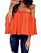 Women's Summer Off Shoulder Blouses Short Sleeves Sexy Tops Chiffon Ruffles Casual T Shirt